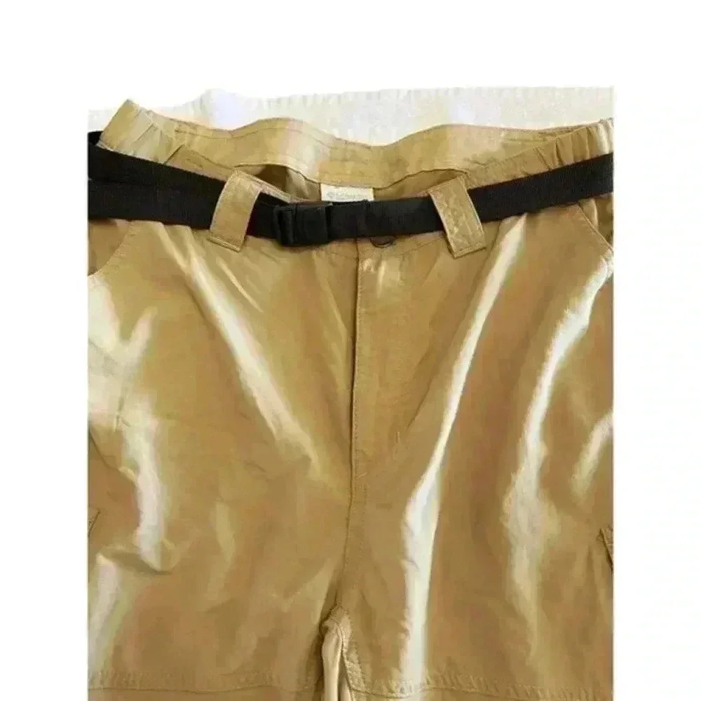 Columbia‎ Omni-Shade Beige Hiking Cargo Outdoor Belted Shorts Size 34x10
